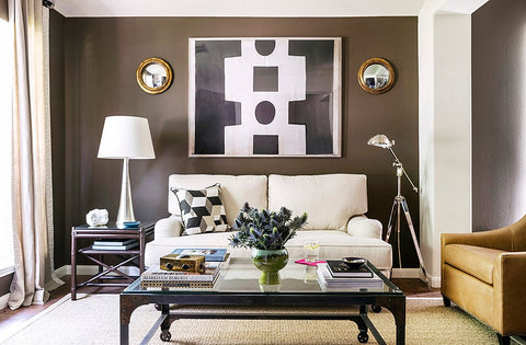 Modern and contemporary furnishings and artwork in a family home.