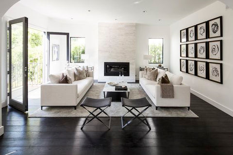 Classically style home showing contemporary artwork and furnishings.