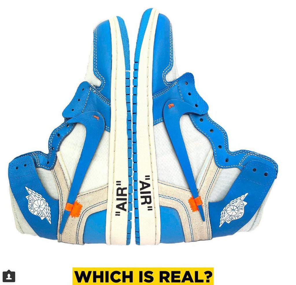 Real Vs. Fake - Off-White Jordan 1 UNC 