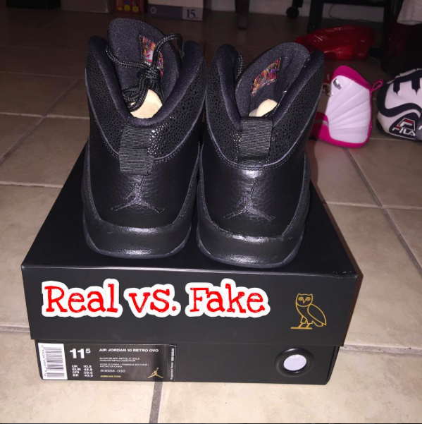 Real Vs. Fake Jordan 10 Retro OVO Black 