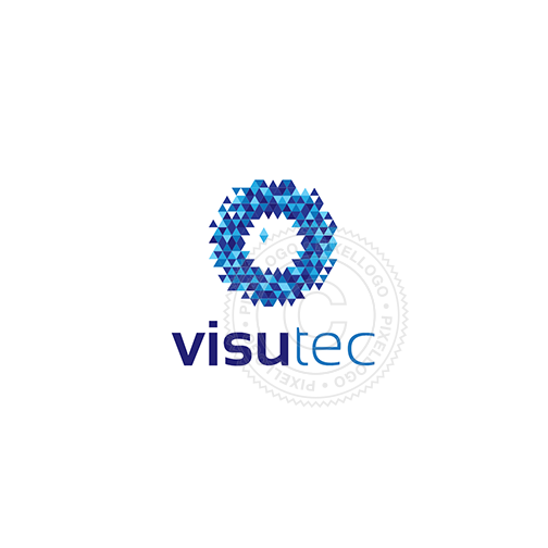 High tech Vision logo - Triangle pixelated pupil | Pixellogo