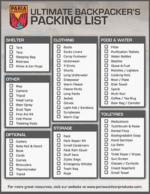 Ultimate Backpacker's Packing List