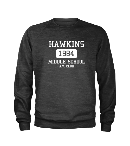 hawkins middle school av club sweatshirt