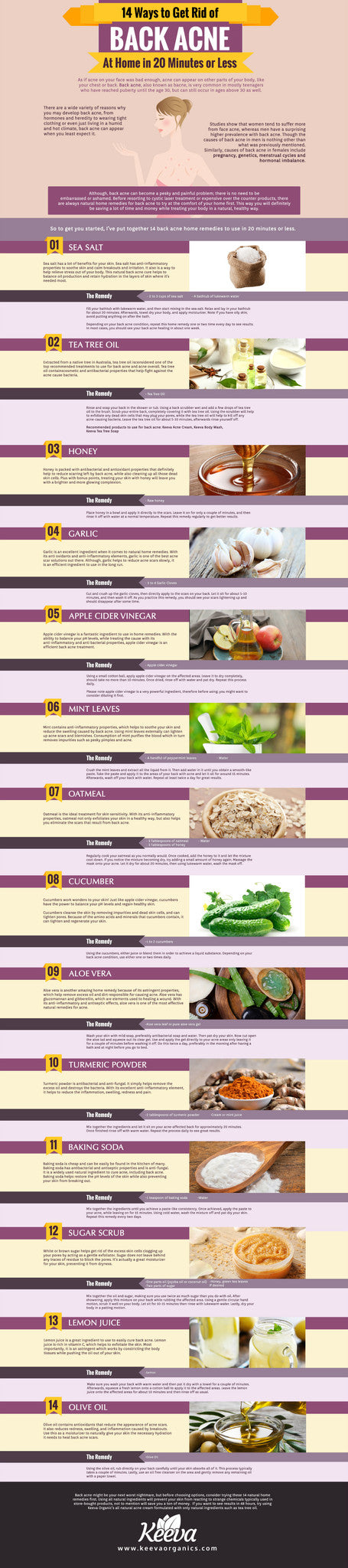 14 Ways to Get Rid of Bacne Infographic