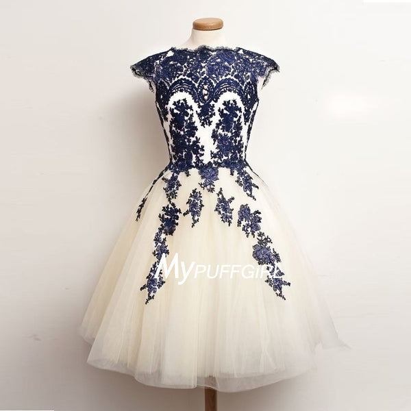 navy and white lace dress