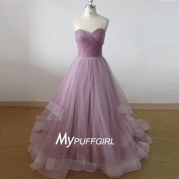 layered tulle prom dress