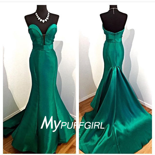 dark green mermaid prom dress