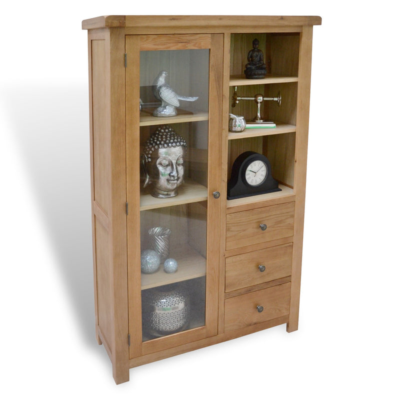 Canton Oak Display Cabinet Storage & Glass Door | Oak Direct