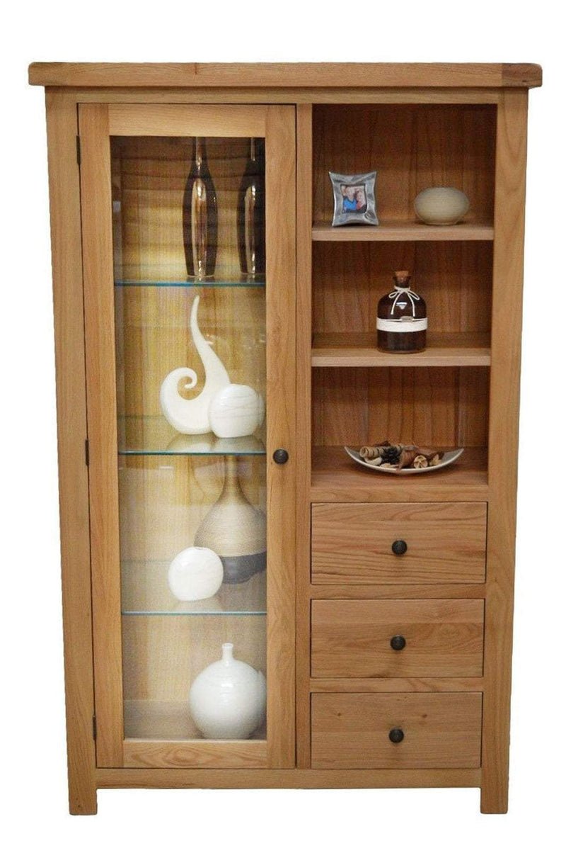 Canton Oak Display Cabinet Storage And Glass Door Oak Direct