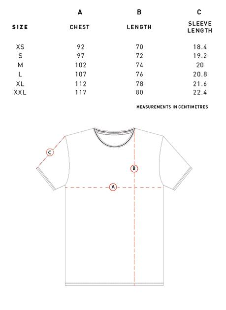TCSS Mens T-Shirts Size Guide