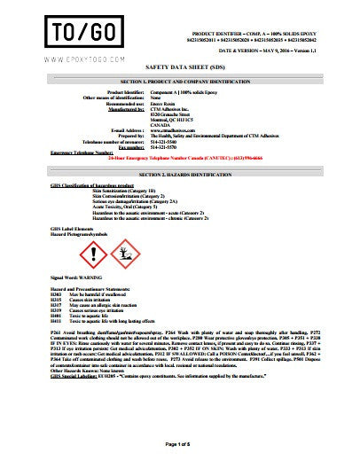 Epoxy's Material Safety Data Sheet (MSDS)