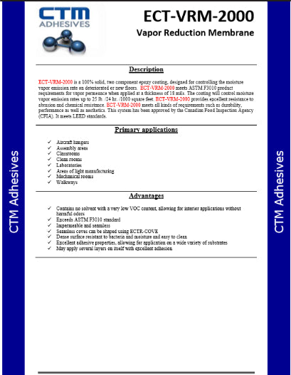 Vapor Reduction Membrane (ECT-VRM-2000) - Technical Sheet