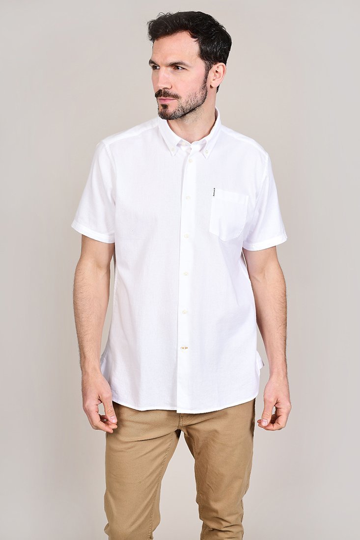 Barbour Oxford Short Sleeved White Shirt S