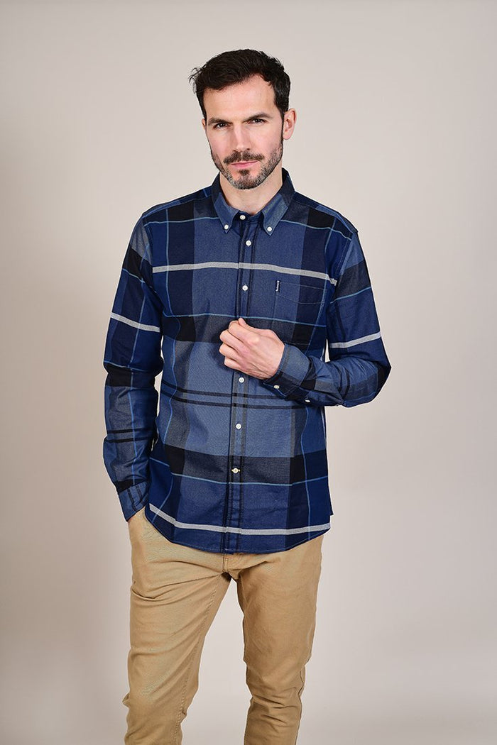 Barbour Sutherland Inky Blue Cotton Check Shirt