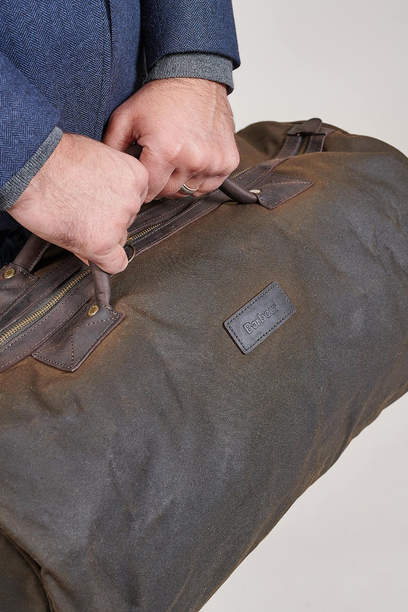 barbour wax holdall navy