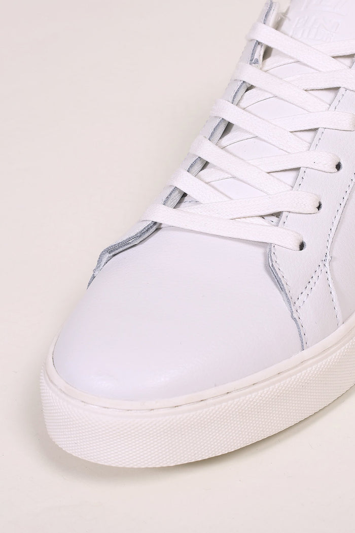 Blend White Leather Grain Sneakers