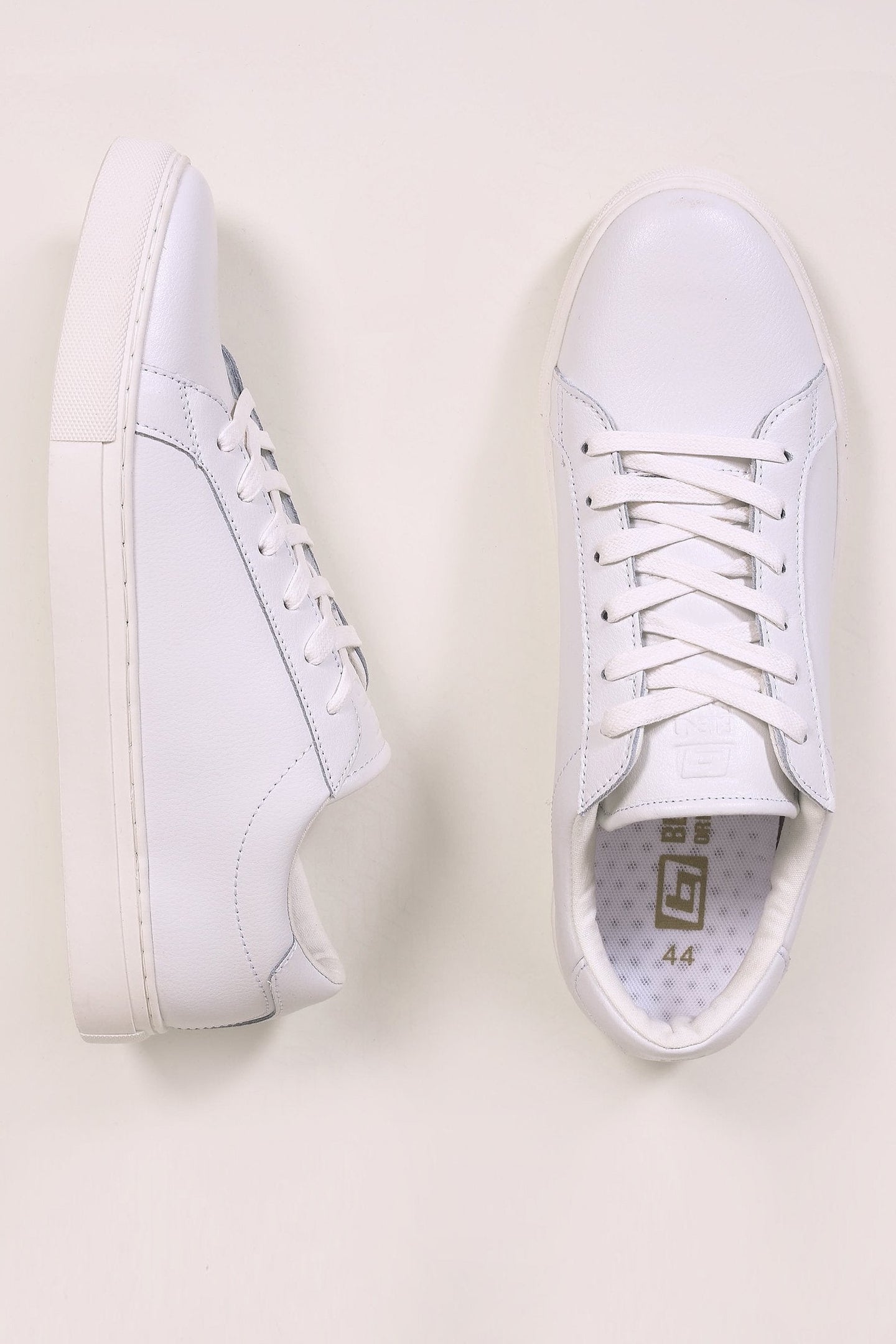 Blend White Leather Grain Sneakers 7