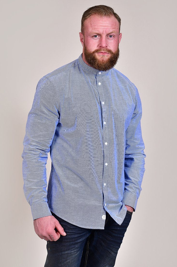 Casual Friday Cotton Sky Blue Grandad Shirt