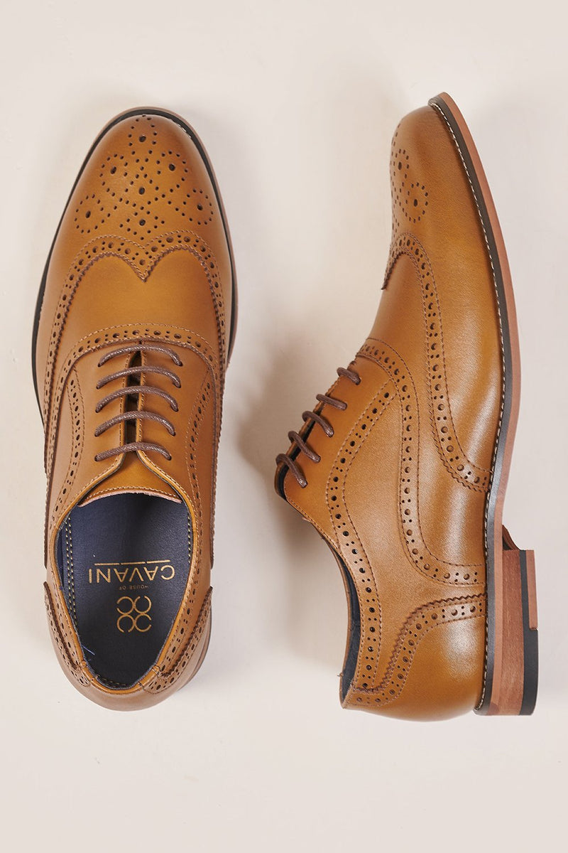 Cavani Tan Oxford Brogue Shoes - £59.99 