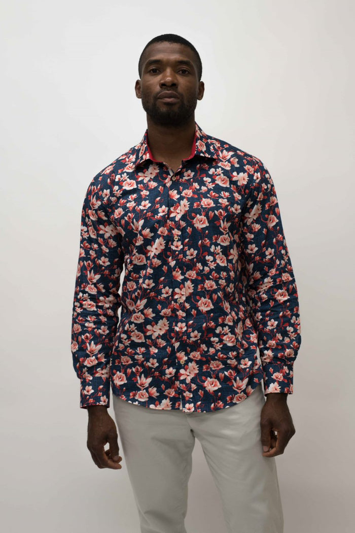 Claudio Lugli Red & Navy Floral Shirt