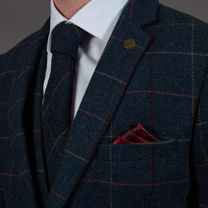 Eton Navy Tweed Style Check Tie