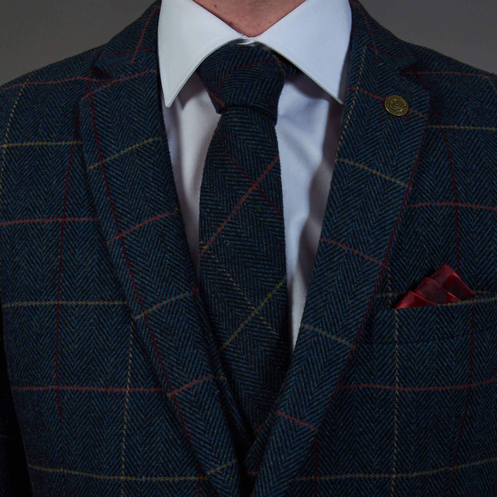 Eton Navy Tweed Style Check Tie