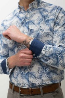 Guide London Blue & White Palm Tree Shirt