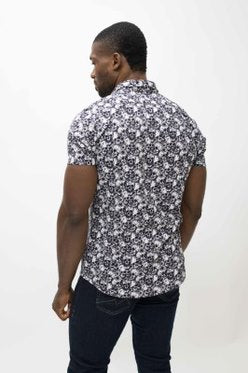 Guide London Navy & White Skull Short Sleeve Shirt