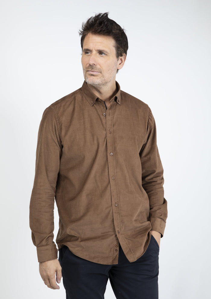 Guide London Tan Micro Cord Shirt