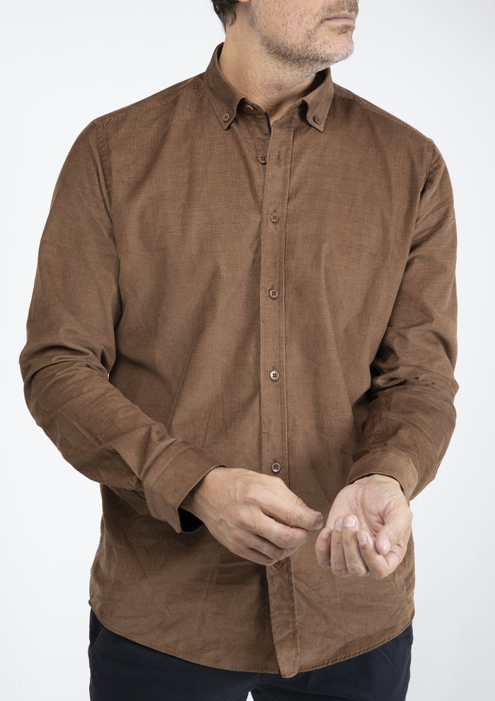 Guide London Tan Micro Cord Shirt