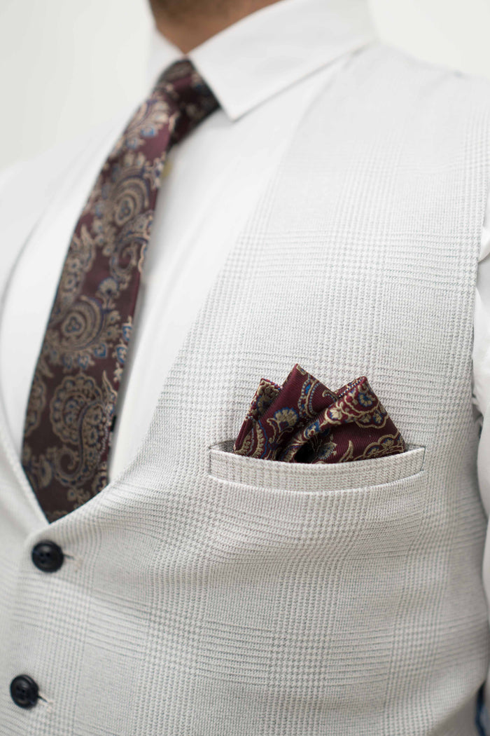 Knightsbridge Neckwear Burgundy Silk Paisley Pocket Square