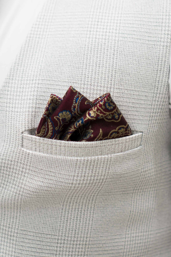 Knightsbridge Neckwear Burgundy Silk Paisley Pocket Square