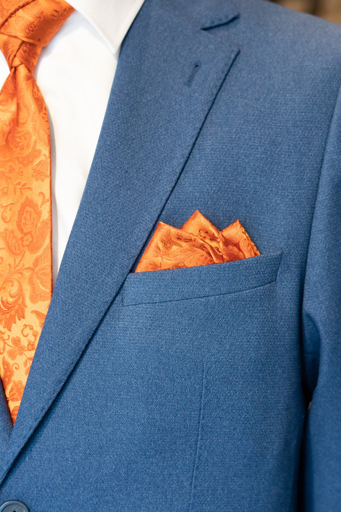 Knightsbridge Neckwear Orange Floral Pocket Square Orange Floral