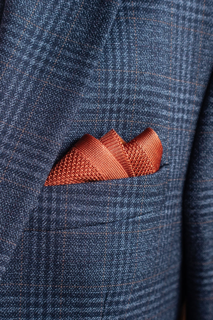 Knightsbridge Neckwear Plain Bronze Silk Knitted Pocket Square