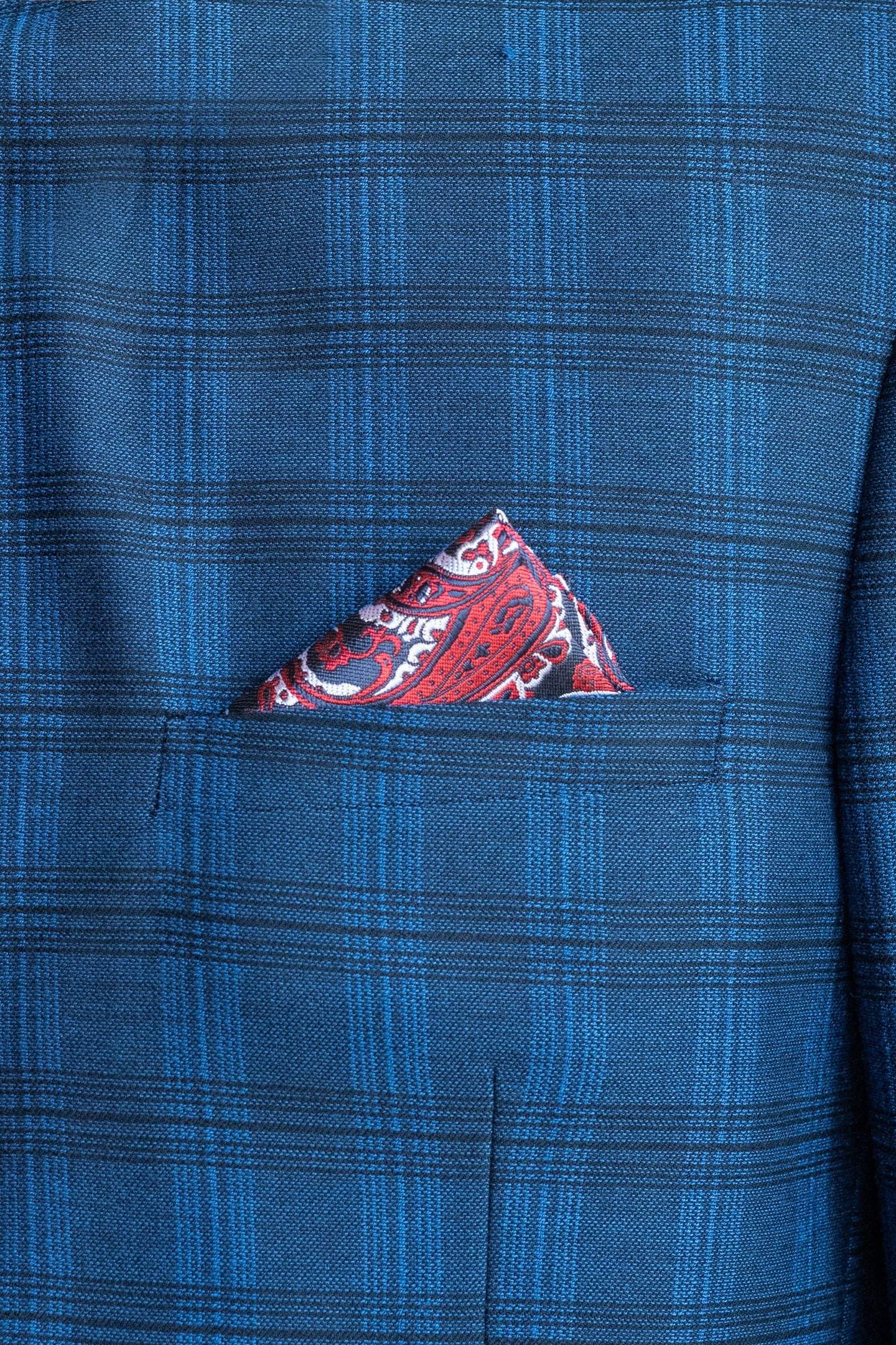 Knightsbridge Neckwear Red & Navy Paisley Pocket Square Red & Navy Paisley