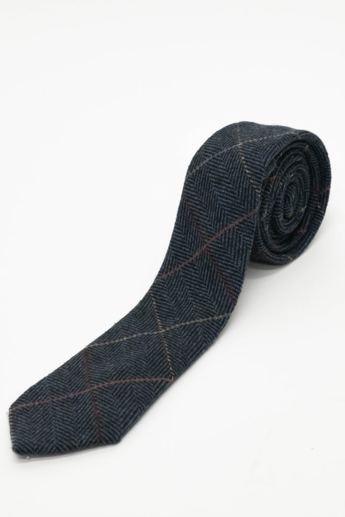 Marc Darcy Eton Navy Tweed Style Check Tie