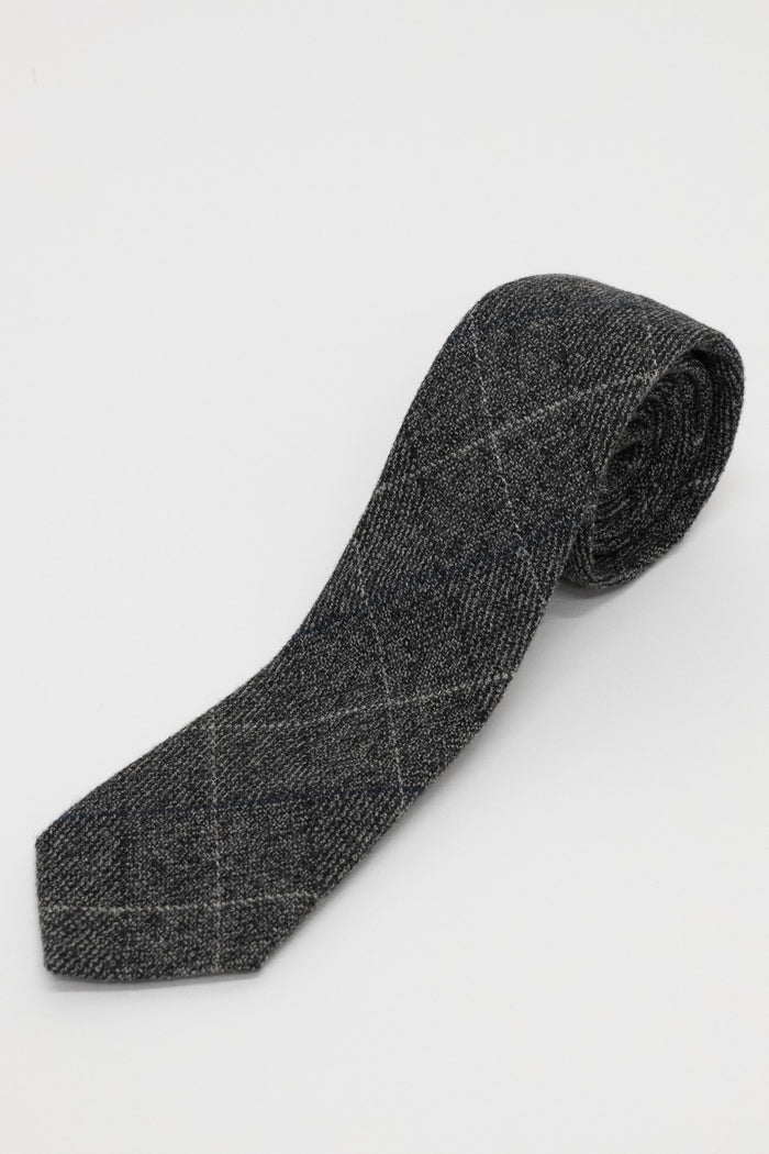 Marc Darcy Scott Grey Tweed Style Check Tie Grey