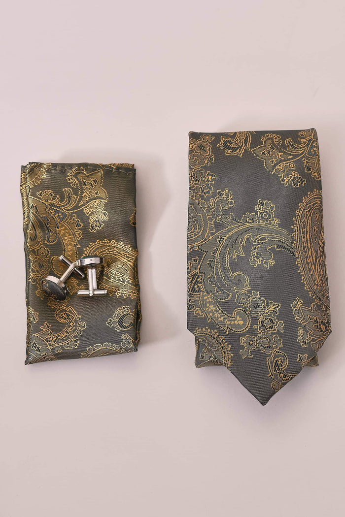 Marc Darcy Marc Darcy Tan Paisley Tie, Pocket Square & Cuff Link Set £14.99