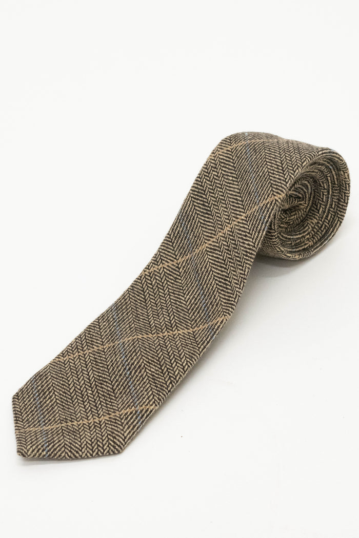 Marc Darcy Ted Tan Tweed Style Check Tie