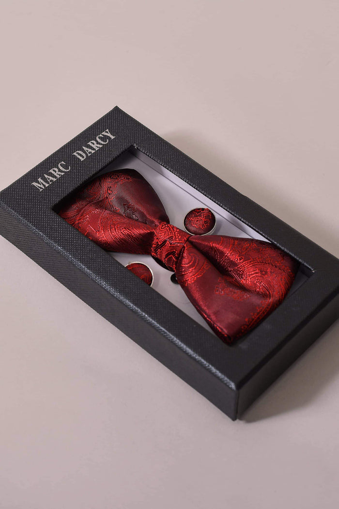 Marc Darcy Marc Darcy Wine Paisley Bow Tie, Pocket Square & Cufflink Set £14.99