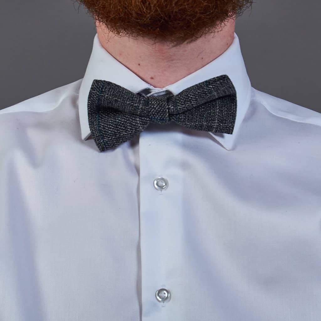Scott Grey Tweed Style Check Bow Tie