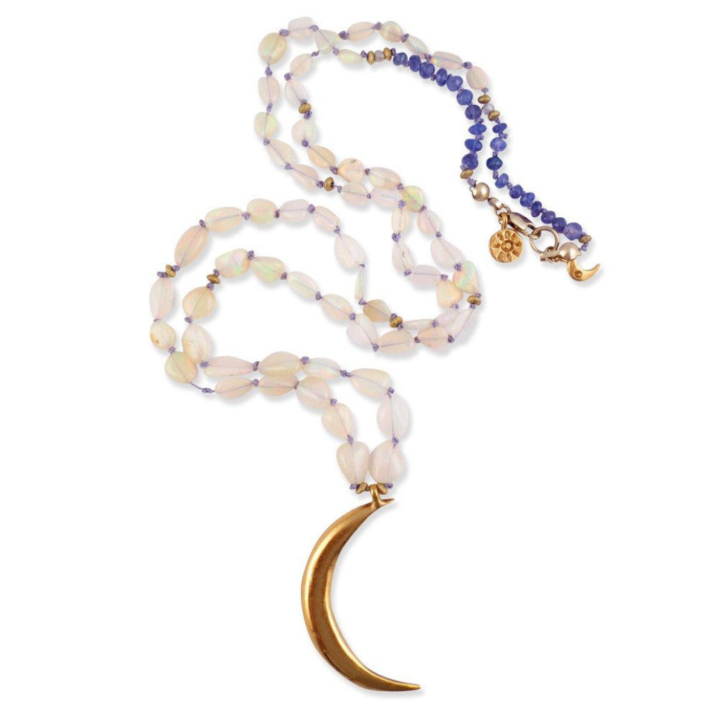 Gold Crescent Moon Necklace - Celestial Goddess