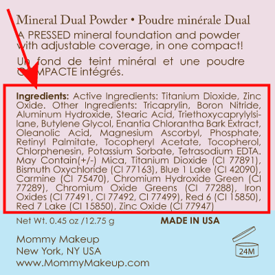 Ingredients - Mineral Dual Powder Foundation