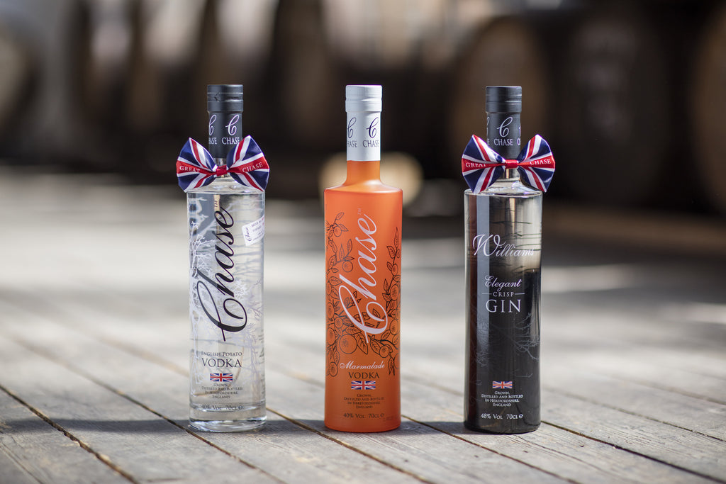 Chase Distillery - line up of spirits