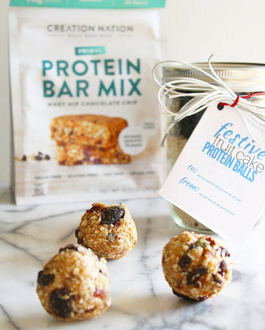 Creation Nation protein bar mix in a DIY holiday gift jar