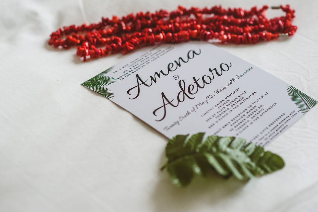 Wedding invitation and Coral Beads