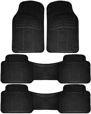 Car Accessories 4pc Set All Weather Heavy Duty Rubber Black Van Floor Mat Front & Rear Row 4B