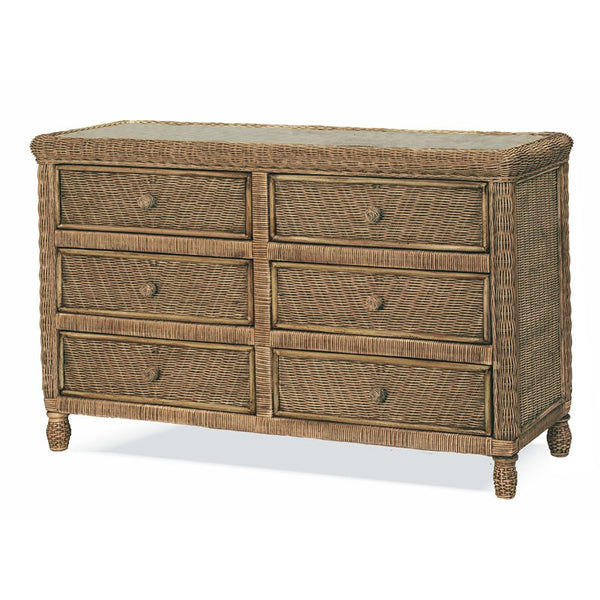 Santa Cruz 6 Drawer Dresser W Glass Top By Sea Winds Trading