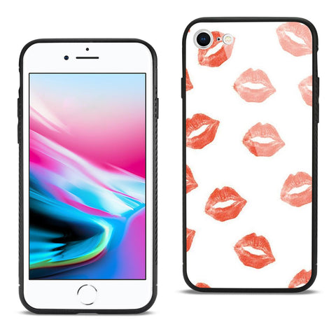 Reiko iPhone 8 Hard Glass Design TPU Case With Lipstick Kiss Pattern | MaxStrata