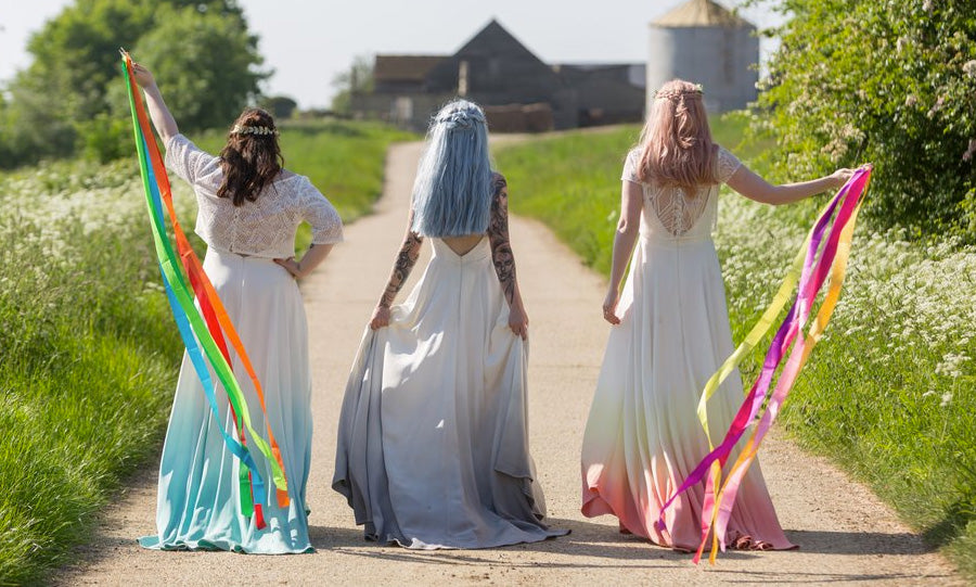 Three different styles of ombre wedding dresses